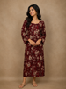 Deep Maroon Floral Design Printed Rayon Kuti