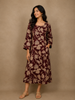 Maroon Floral Design Printed Rayon Kuti