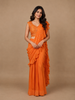 Orange Embroidery Georgette Ready To Wear Saree with Designer Blouse