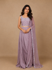 Lavender Floral Embroidery Crepe Silk Ready To Wear Saree with Designer Blouse