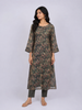 Dark Green Cotton Kurti Top Adorned with Floral Prints without Dupatta