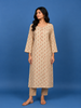 Cream Abstract Designed Casual Cotton Kurti