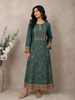 Bottle Green Floral Printed Rayon Kurti