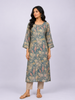 Light Green Cotton Kurti Top Adorned with Flower Design Prints without Dupatta