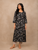 Black Kurti Adorned with Thread work and Floral Print Design and without Dupatta