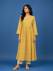 Mustard Yellow Geometric Design Printed Cotton Kurti