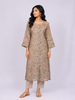 Light Peach Cotton Kurti Top Adorned with Flower Design prints without Dupatta