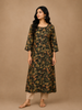 Bottle Green Cotton Kurti Top Adorned with Leaf and Floral Design Prints Without Dupatta