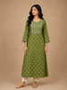 Dark Green Cotton Kurtis Adorned With Sequins and Embroidery Dotted Design without Dupatta