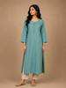 Teal Green Sequins Design Georgette Kurti