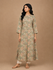 Light Green Cotton Kurti Top Adorned with Sequince of Floral Design Prints, Without Dupatta
