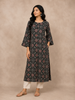 Black Kurti Top Adorned with Fancy Printed Design