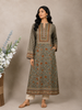 Olive Green Floral Design Rayon Kurti
