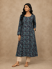 Midnight Navy Blue Paisley Printed Design Cotton Kurti