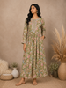 Olive Green Floral Printed Design Cotton Maxi Kurti
