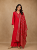 Red Solid Design Mirror Work Embroidered Salwar Suit