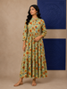 Pista Green Cotton Kurti Adorned with Floral Prints