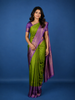 Leaf Green Floral Design Zari Woven Soft Silk Saree
