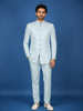 Sky Blue Floral Designed Jodhpuri Men's Suit