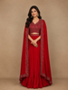 Red Abstract Embroidered Crepe Bridesmaids Lehenga