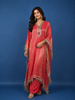 Sunset Orange Mirror Embroidered Design Kaftan-style Organza Salwar Suit
