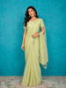 Pista Green Organza Silk Saree Embellished with Beads Border along with Designer Blouse