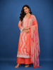 Light Orange Floral Printed Cotton Salwar Suit