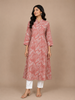 Dusty Rose Pink A-Line Leaf Printed Cotton Kurti