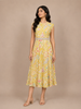 Yellow Kurti Enhanced with Floral Prints paired with Waist Belt