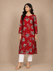 Red Floral Printed Design Cotton Kurti