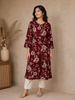 Maroon Printed Cotton Rayon Kurti with Pastel Floral Design