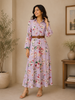 Light Purple Kurti Top Adorned with Floral Design with Waist Belt