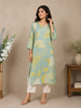 Light Green Crepe Kurti Top Adorned with Sequins and Floral Prints