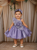 Lavender Floral Embellished Design Satin Party Frock