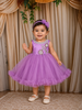 Lilac Net Ball Gown Embellished with Floral Beads and Stones