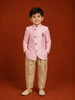 Light Pink Raw Silk Indo-Western Sherwani Suit with Brooch