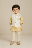 Gold and Ivory Kurta Pyjama Set with Embroidery Jacket