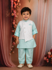 Sky Blue Kurta Set with Waistcoat