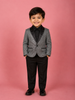 Silver Shimmer Tuxedo Full Sleeve Blazer for Boys