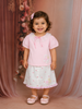 Blush Pink Floral Design Cotton Skirt and Top Set
