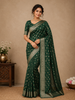 Bottle Green Butta Design Chiffon Saree