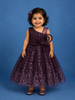 Wine 3D Butterfly Applique One-Shoulder Kids Net Gown