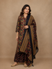 Navy Blue Floral And Paisley Printed Cotton Salwar Suit With Dupatta