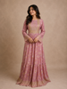 Peach Cotton Long Kurti Top Adorned with Sequins and Flower Design Prints without Dupatta