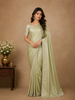 Pastel Olive Green Solid Satin Fancy Saree With Designed Border