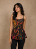 Black Floral Design Cotton Top