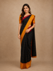 Black Checked Design Pure Kanchipuram Silk Saree