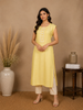 Light Yellow Floral Designed Cotton Kurti