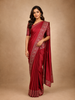 Wine Red Solid Design Semi Banarasi Silk Saree
