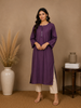 Purple Solid Cotton Kurti With Button Detailing